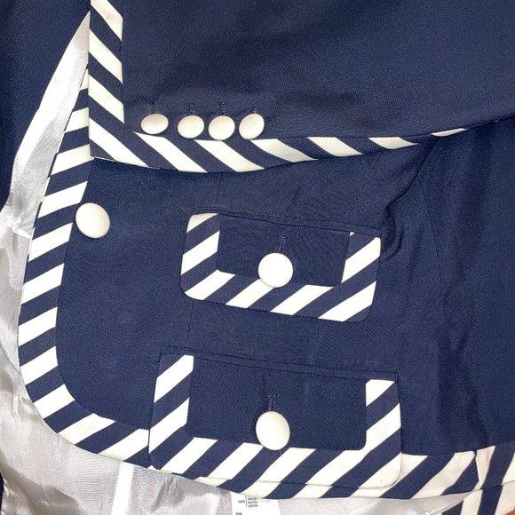 Moschino Couture Vintage Striped Trim Blue Jacket Skirt Suit IT42 Vintage - Picture 9 of 11